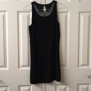 Black rhinestone dress. Sleeveless chiffon like.